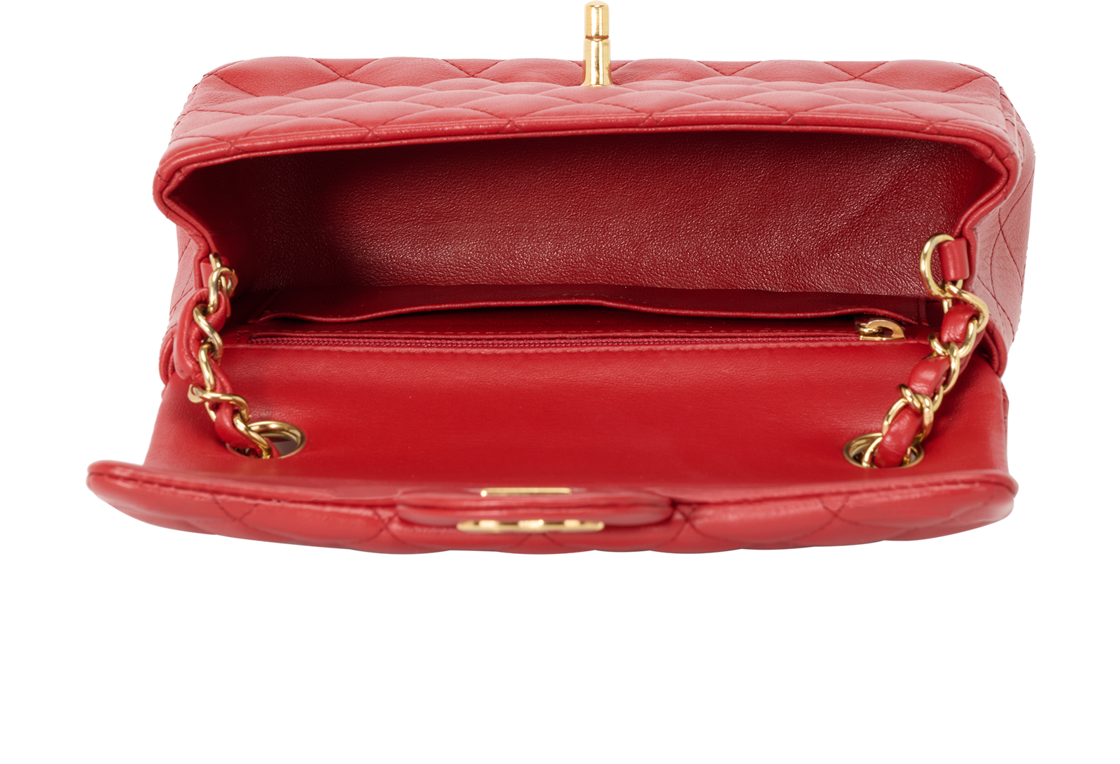 Mini Rectangular Single Flap, &pound;2,900, Handbags, Red, Lambskin Leather, Other view